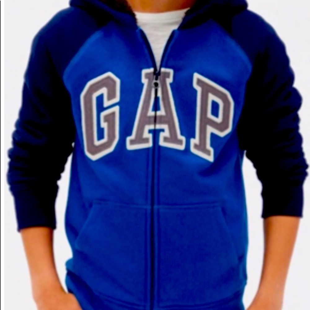 GAP Kids Sherpa Lined Zip Up Hoodie Blue Sweatshirt Jacket.